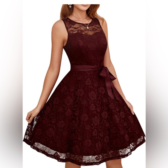 Dresses & Skirts - NWT Dressystar Floral Sheer Neckline Lace Dress Sz XS